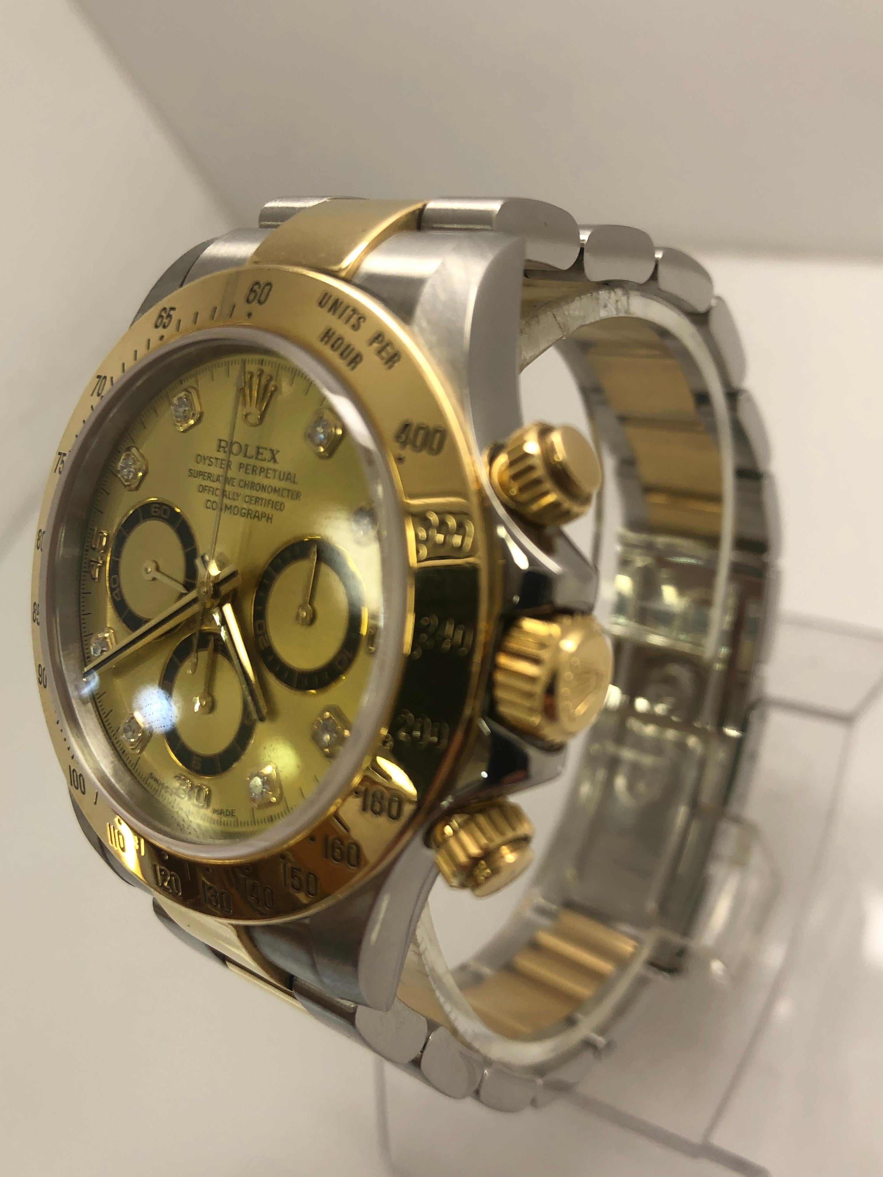 Rolex Daytona Two Tone Diamond Dial Men's Watch

excellent condition

comes with original papers

all original Rolex parts

shop with confidence

free overnight shipping 

5 year warranty