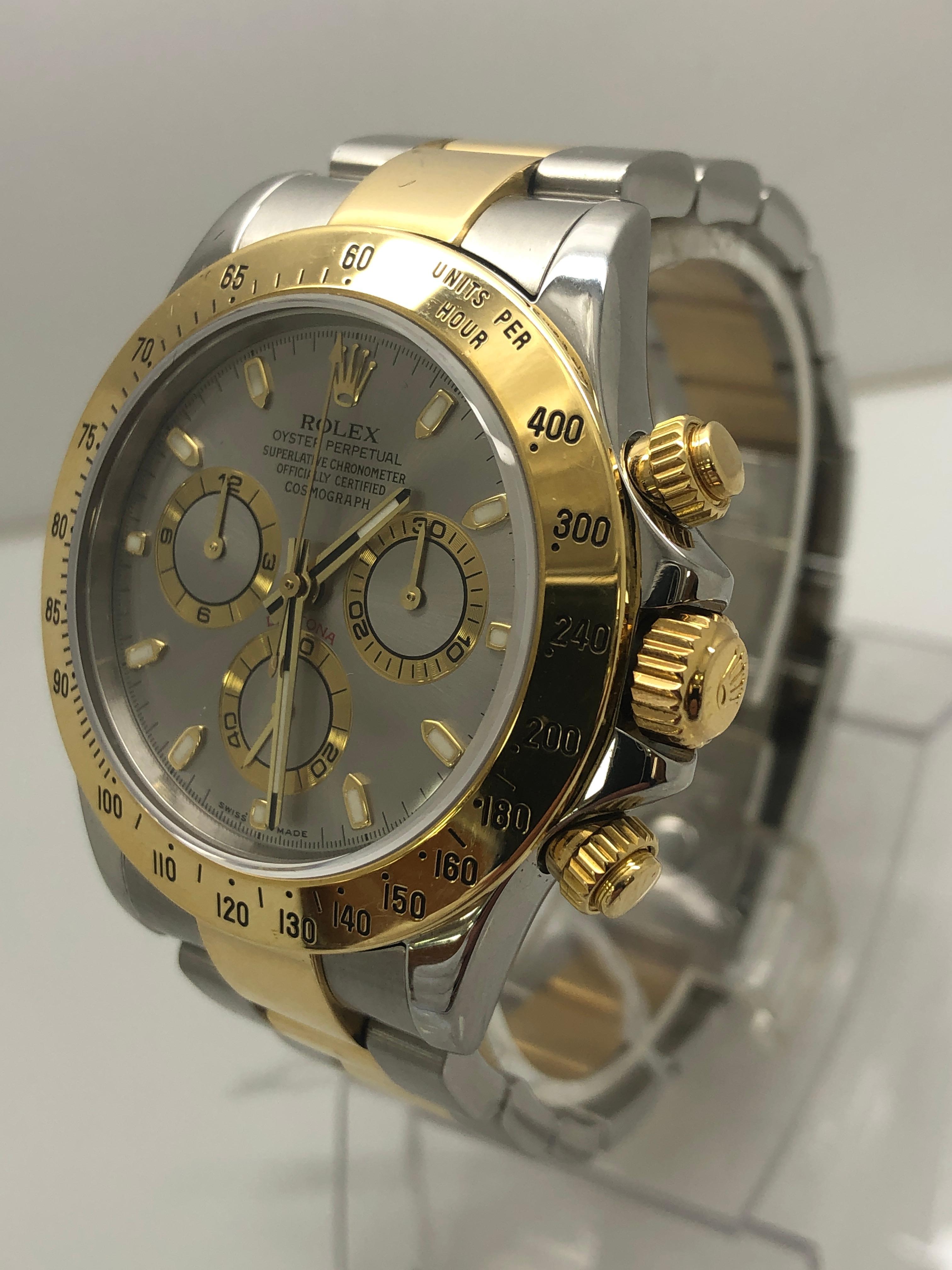 Rolex Daytona Two Tone Silver Diamond Dial Men's Watch

excellent condition

all original parts

free overnight shipping

shop with confidence

2 year warranty
