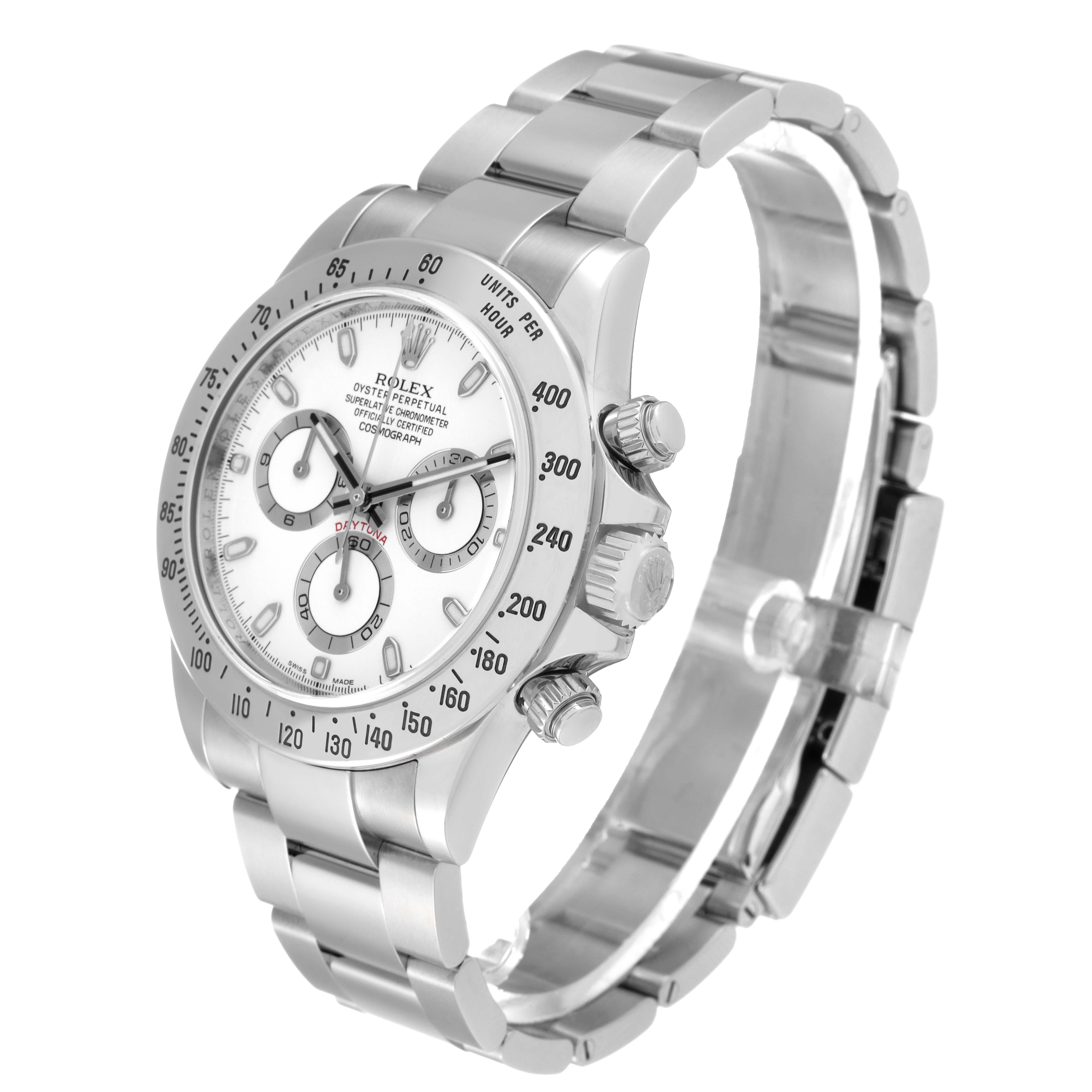 Men's Rolex Daytona White Dial Chronograph Steel Mens Watch 116520 Box Card