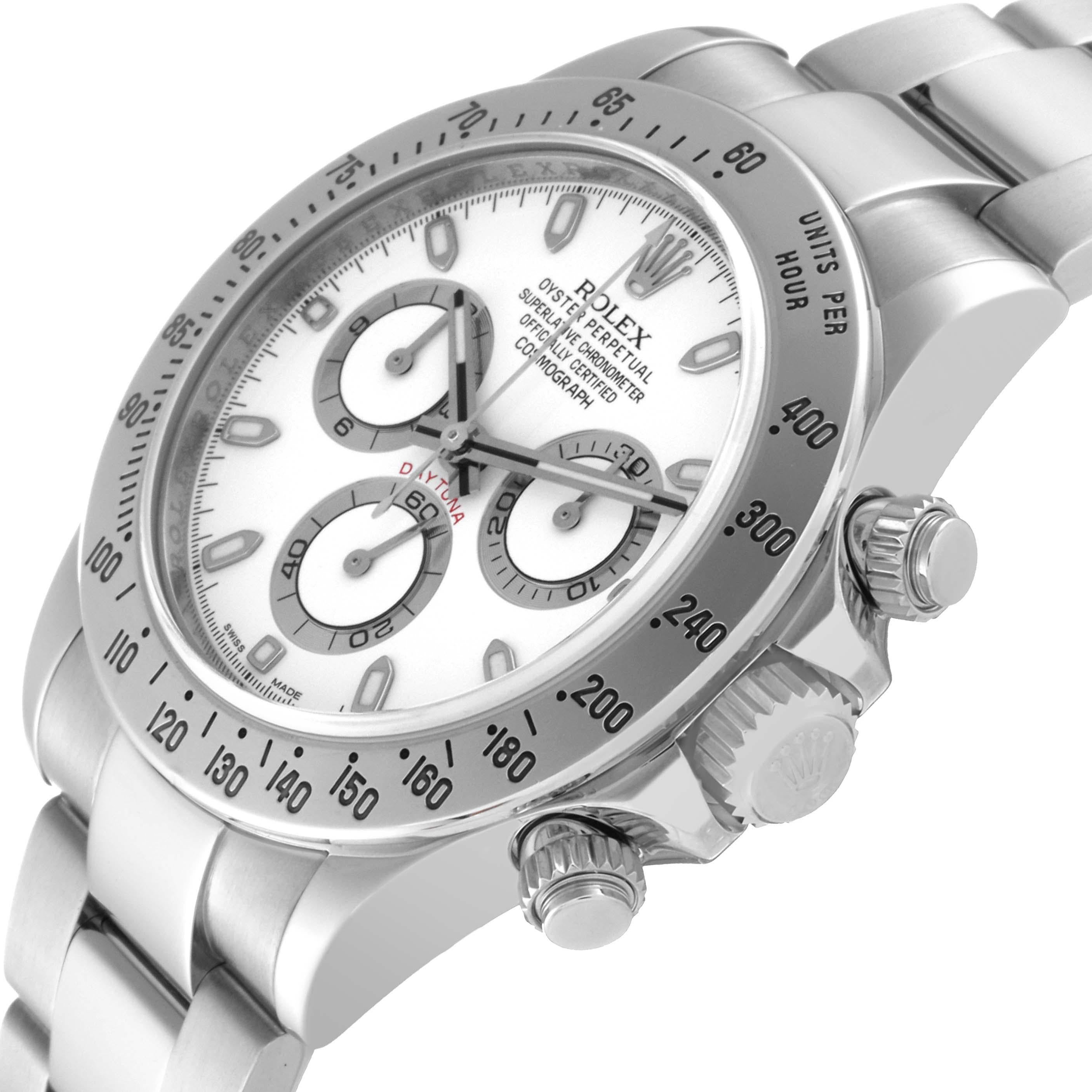Men's Rolex Daytona White Dial Chronograph Steel Mens Watch 116520 Box Card For Sale