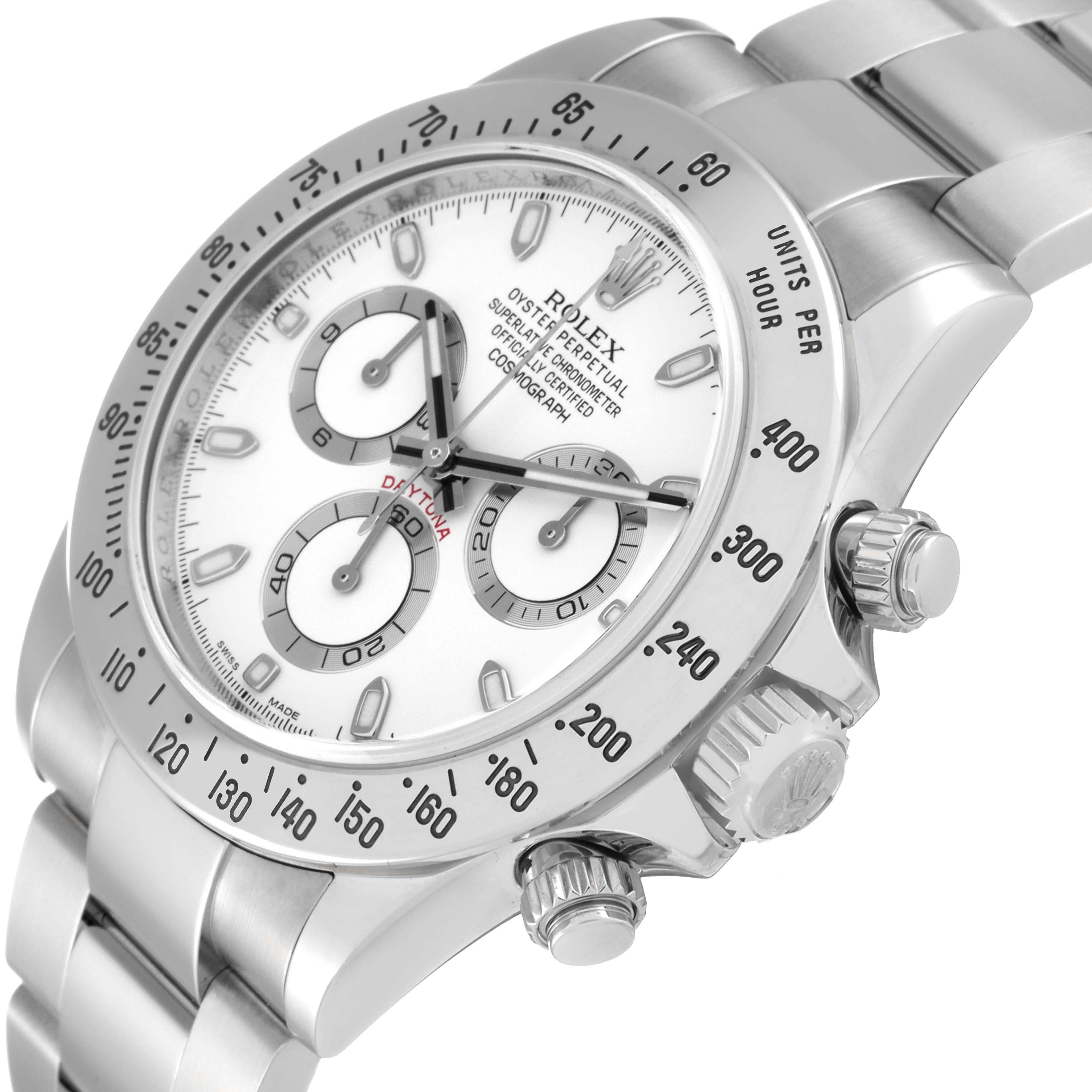 Rolex Daytona White Dial Chronograph Steel Mens Watch 116520 Box Card 1
