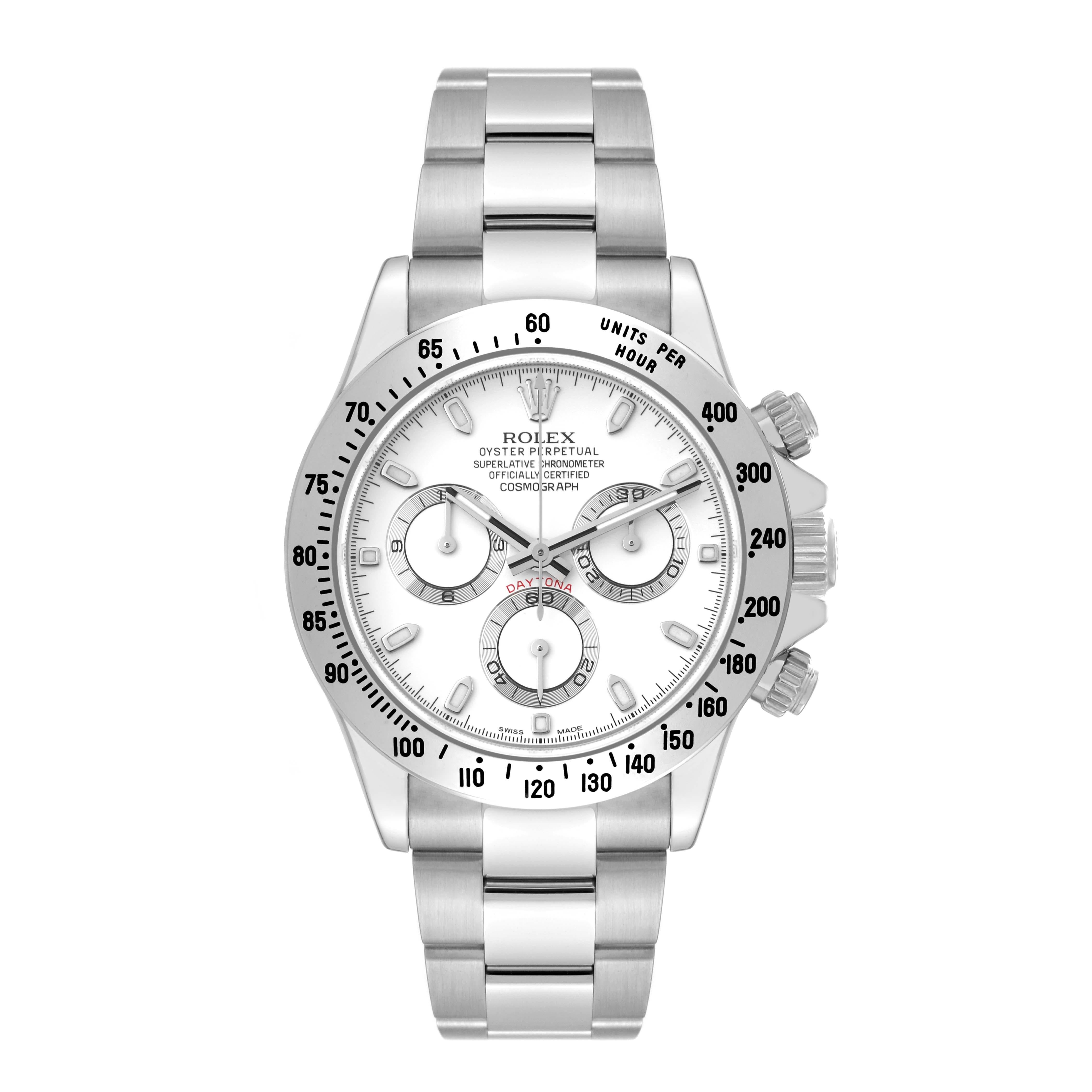 Rolex Daytona White Dial Chronograph Steel Mens Watch 116520 Box Card For Sale 1