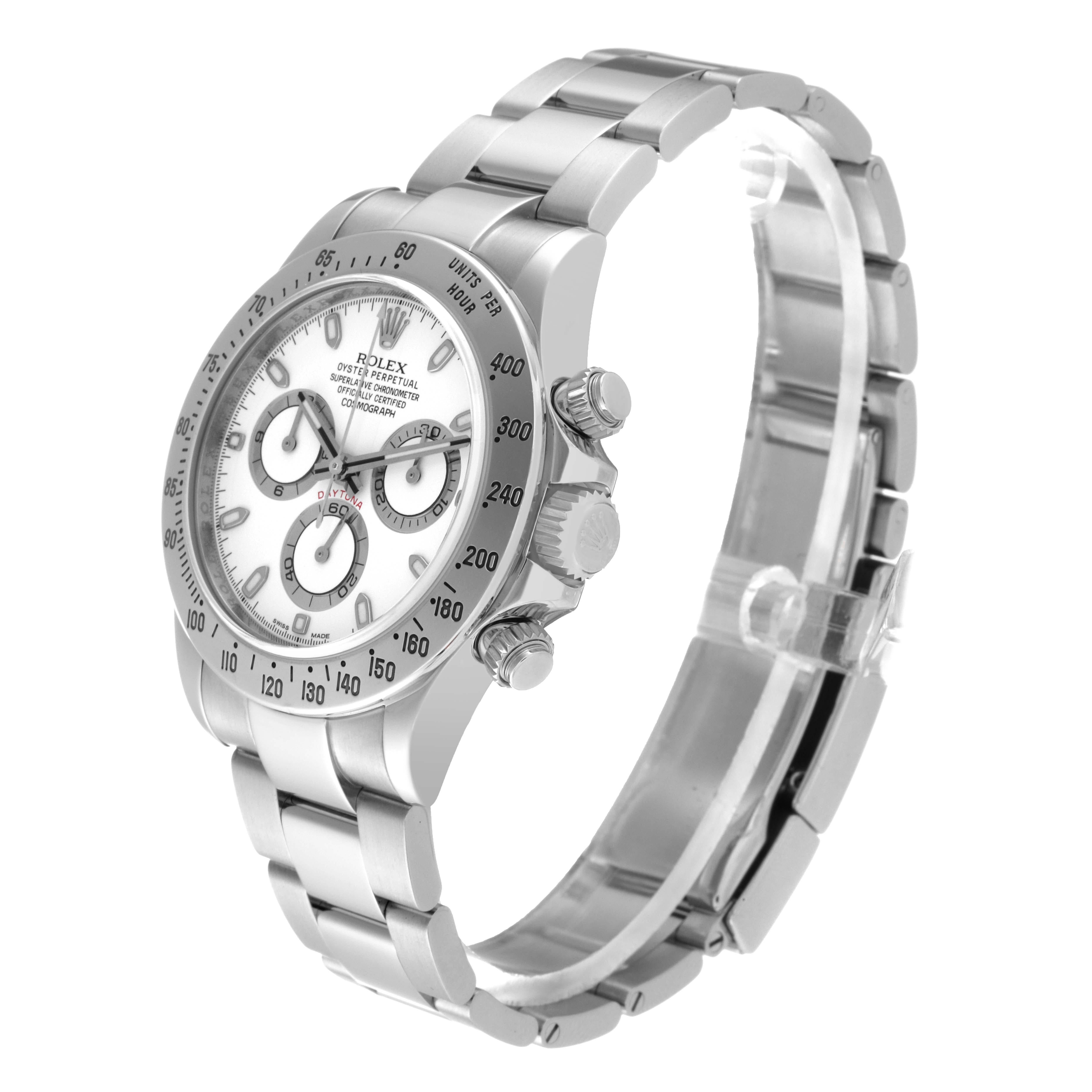 Rolex Daytona White Dial Chronograph Steel Mens Watch 116520 Box Card For Sale 3