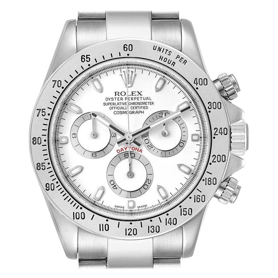 Rolex Daytona White Dial Chronograph Steel Mens Watch 116520 Box Card For Sale