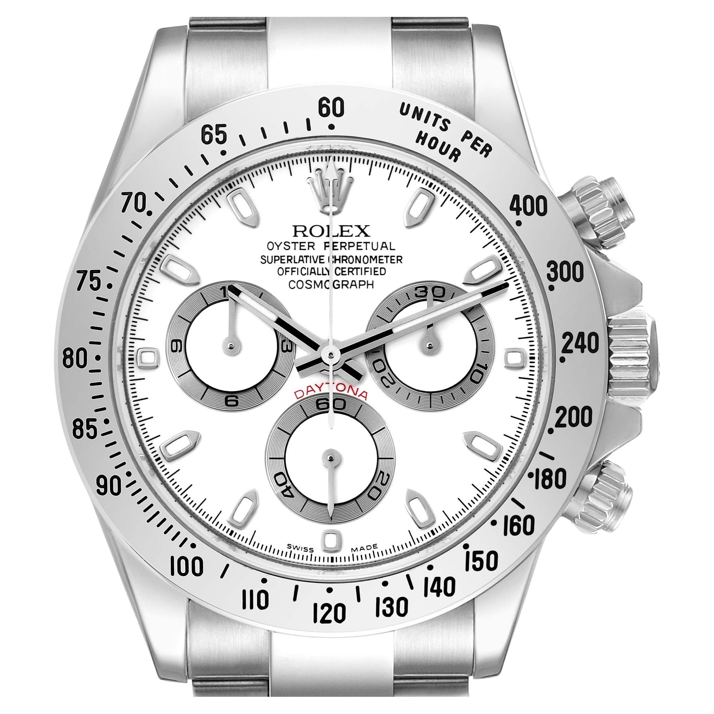 Rolex Daytona White Dial Chronograph Steel Mens Watch 116520 Box Card 