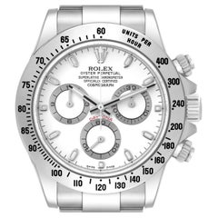 Rolex Daytona White Dial Chronograph Steel Mens Watch 116520 Box Card