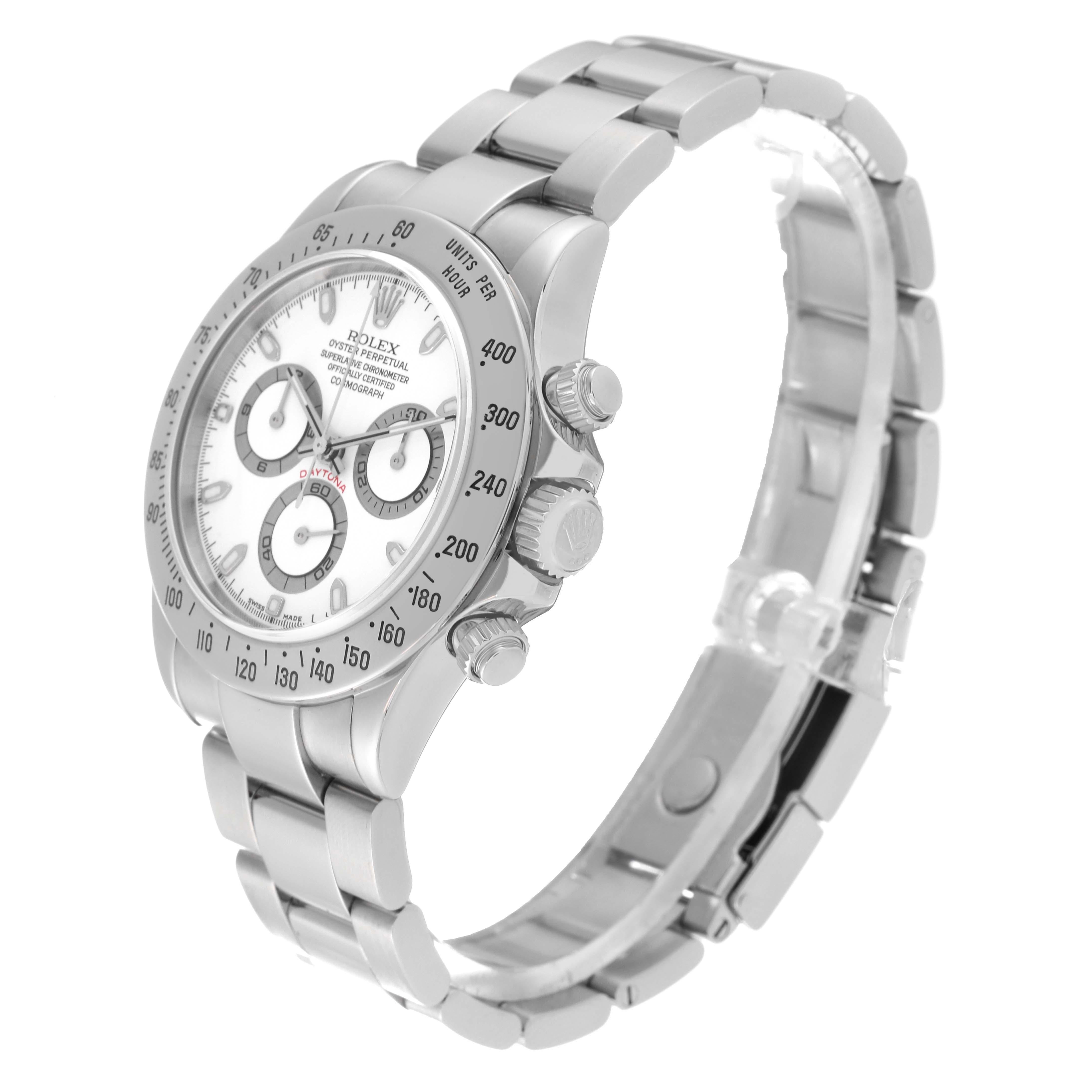 Rolex Daytona White Dial Chronograph Steel Mens Watch 116520 Box Papers For Sale 8