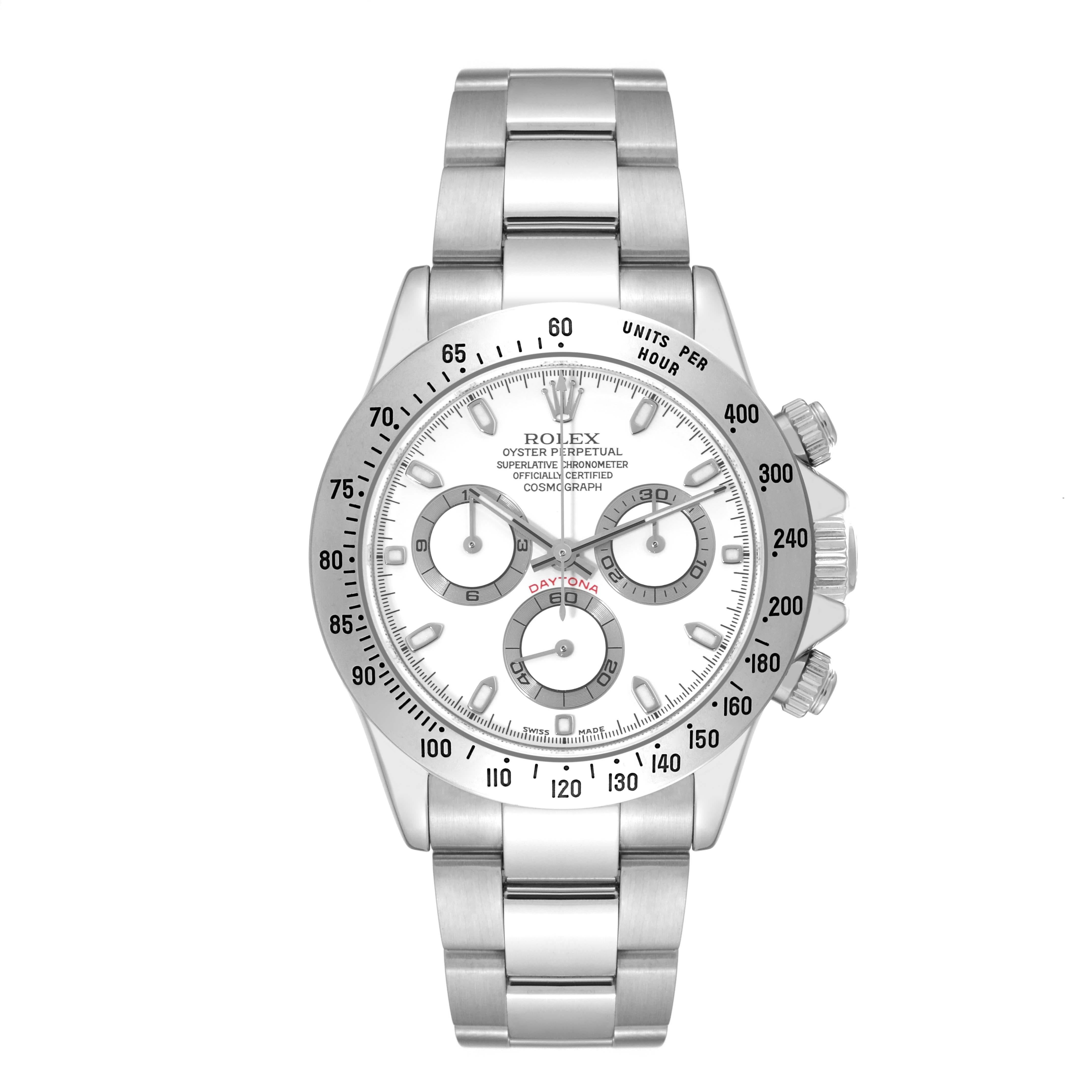 Rolex Daytona White Dial Chronograph Steel Mens Watch 116520 Box Papers For Sale 5