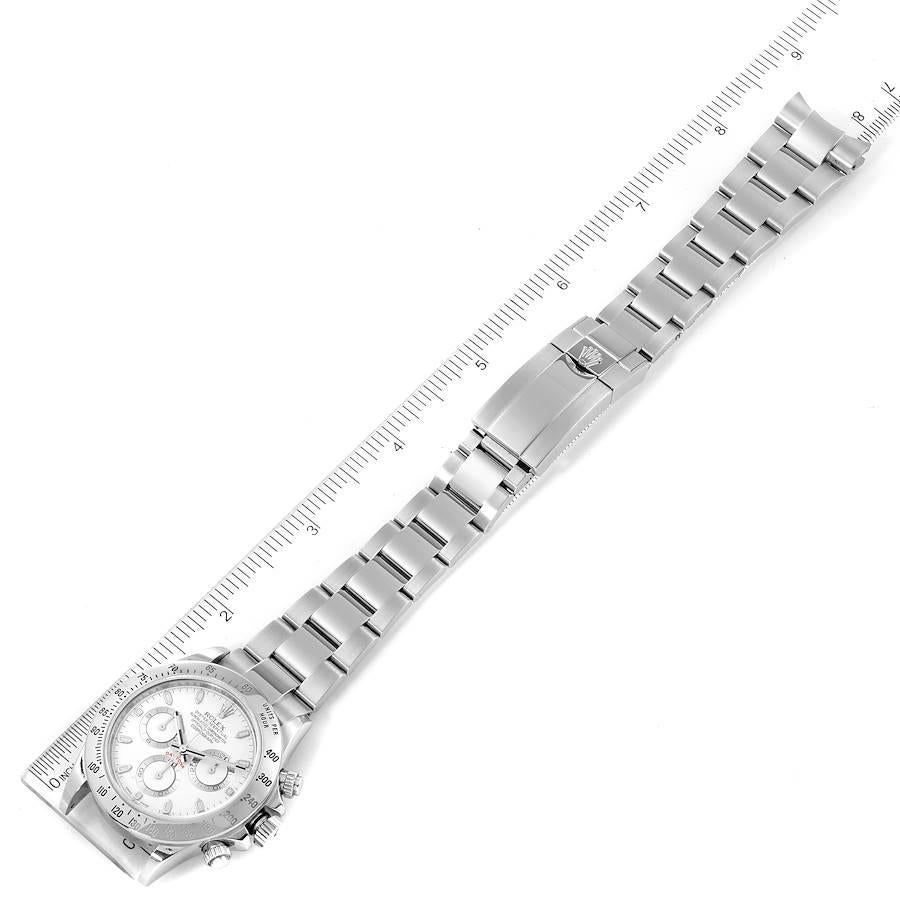 Rolex Daytona weißes Zifferblatt Chronograph Stahl Herrenuhr 116520 im Angebot 7