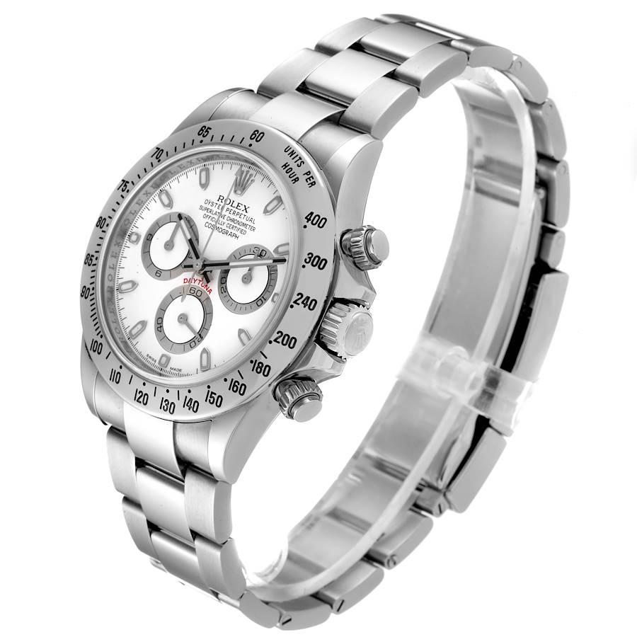 Rolex Daytona weißes Zifferblatt Chronograph Stahl Herrenuhr 116520 im Angebot 1