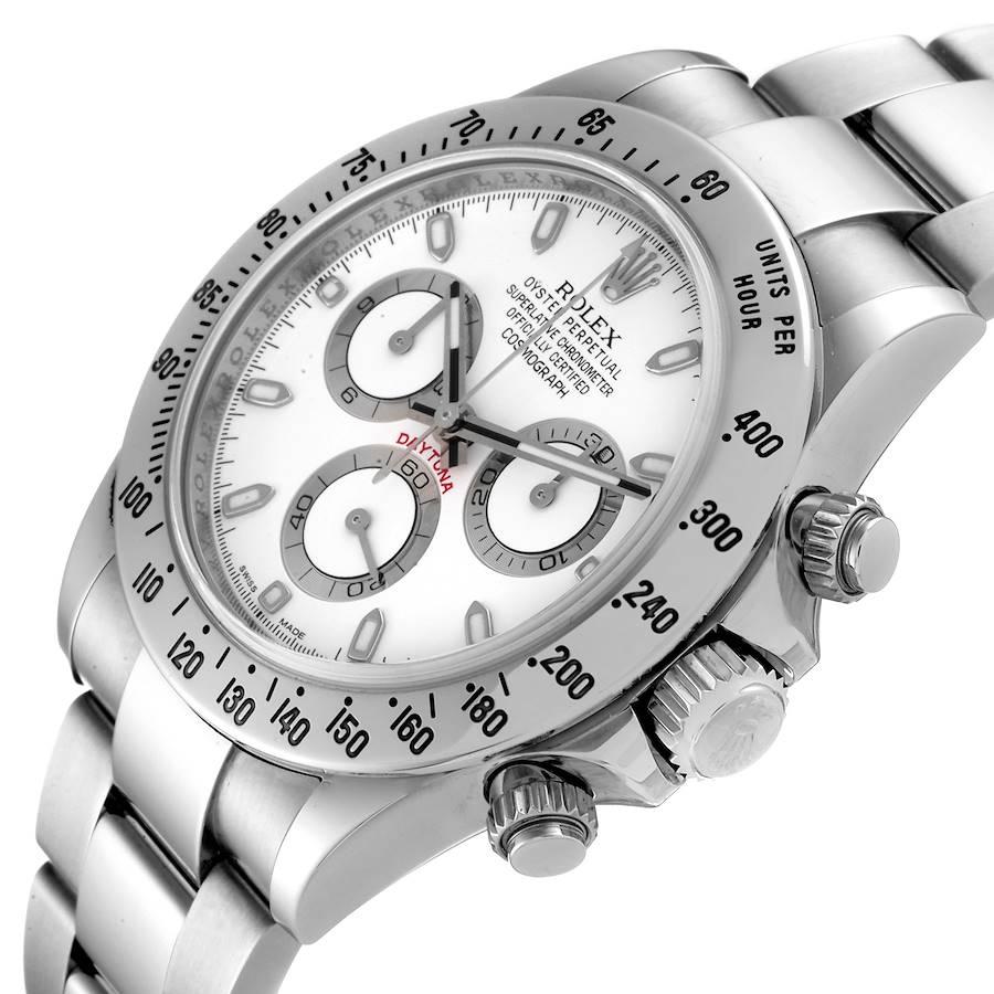 Rolex Daytona weißes Zifferblatt Chronograph Stahl Herrenuhr 116520 im Angebot 2