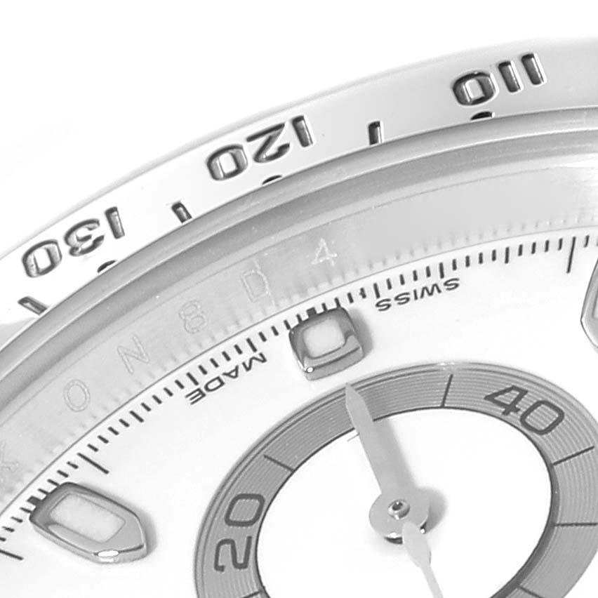 Rolex Daytona Montre homme en acier avec cadran blanc et chronographe 116520 en vente 1