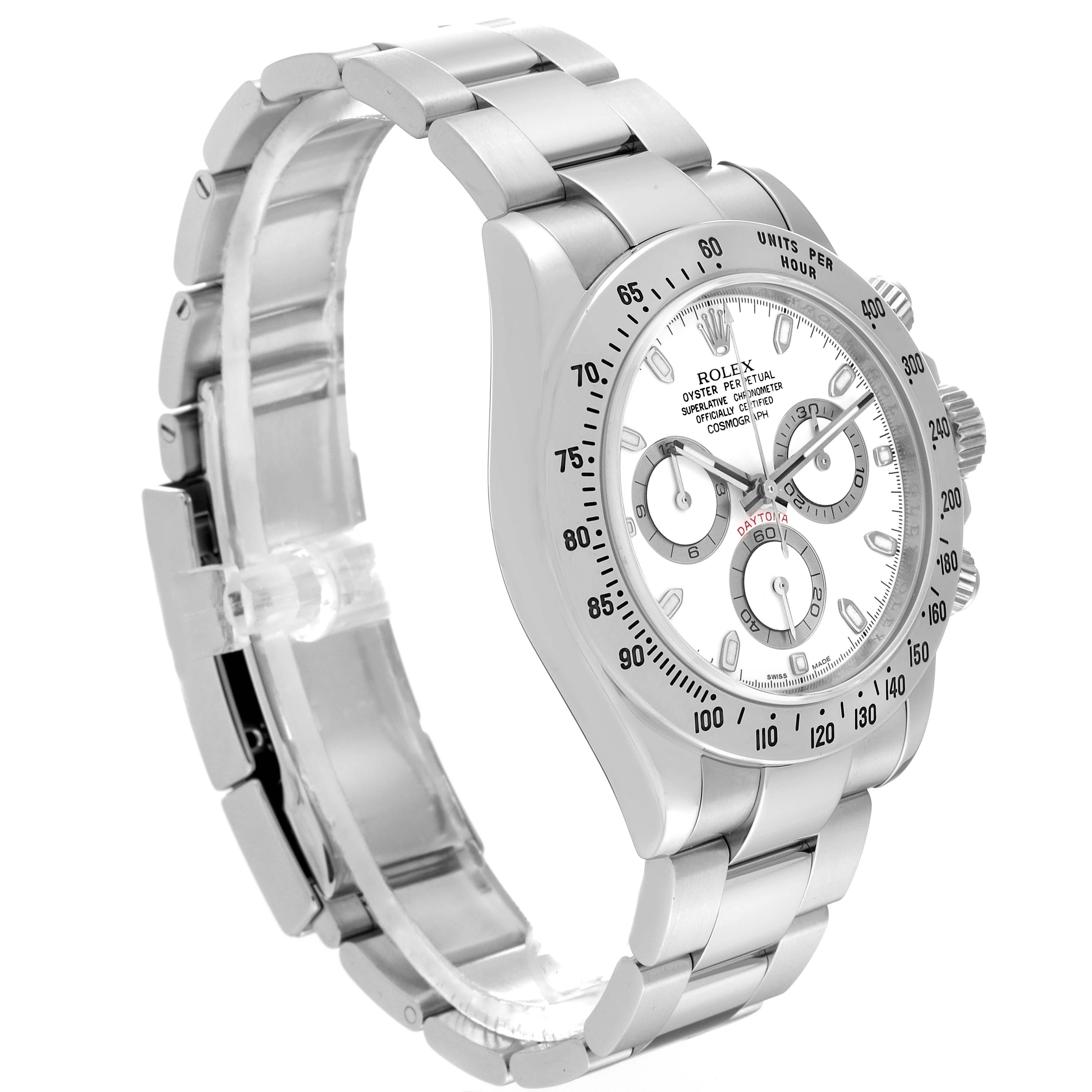 Rolex Daytona Montre homme en acier avec cadran blanc et chronographe 116520 en vente 5