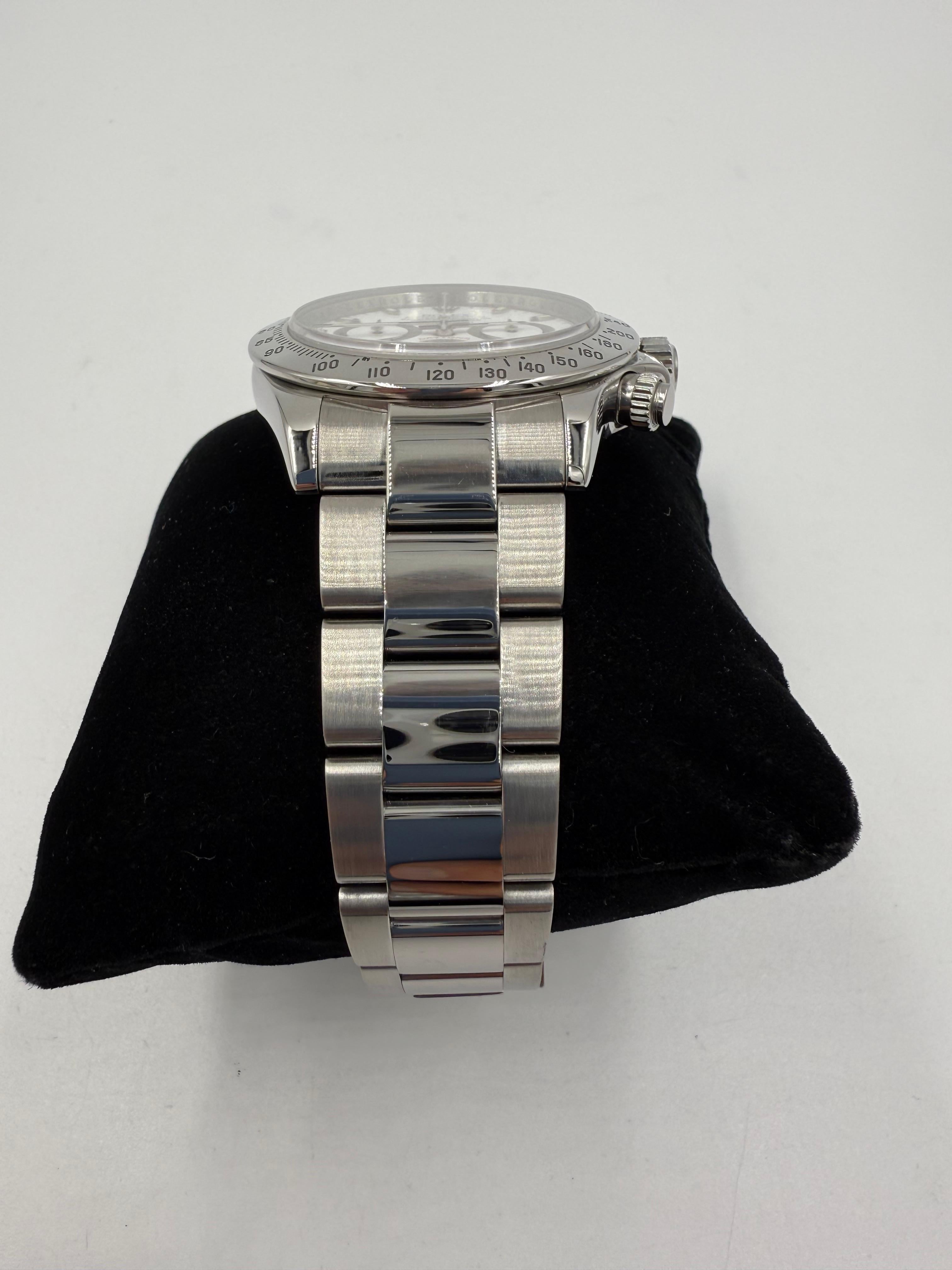 Reloj de pulsera Rolex Daytona de acero inoxidable con esfera blanca 116520 en venta 5