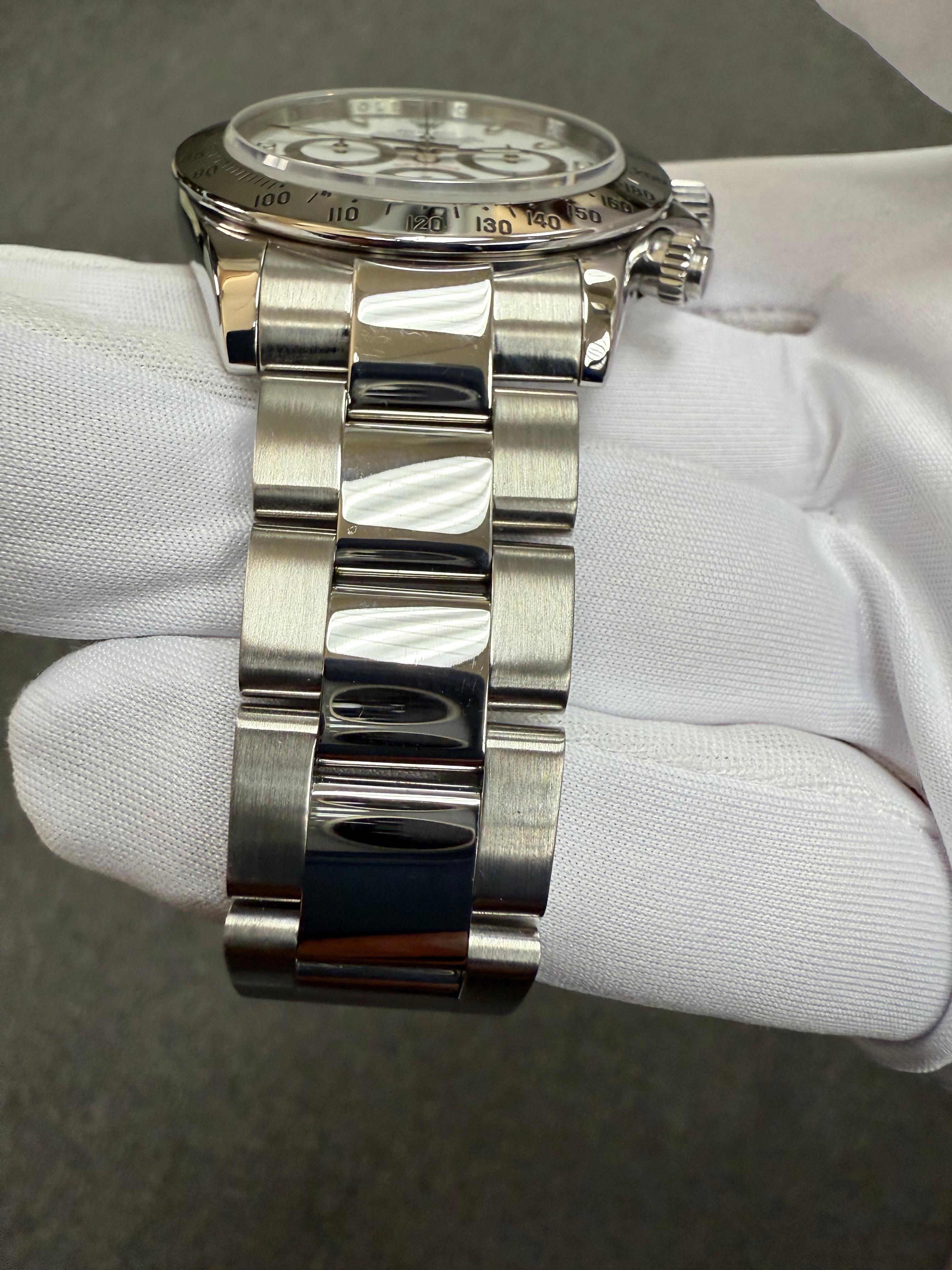 Reloj de pulsera Rolex Daytona de acero inoxidable con esfera blanca 116520 en venta 7