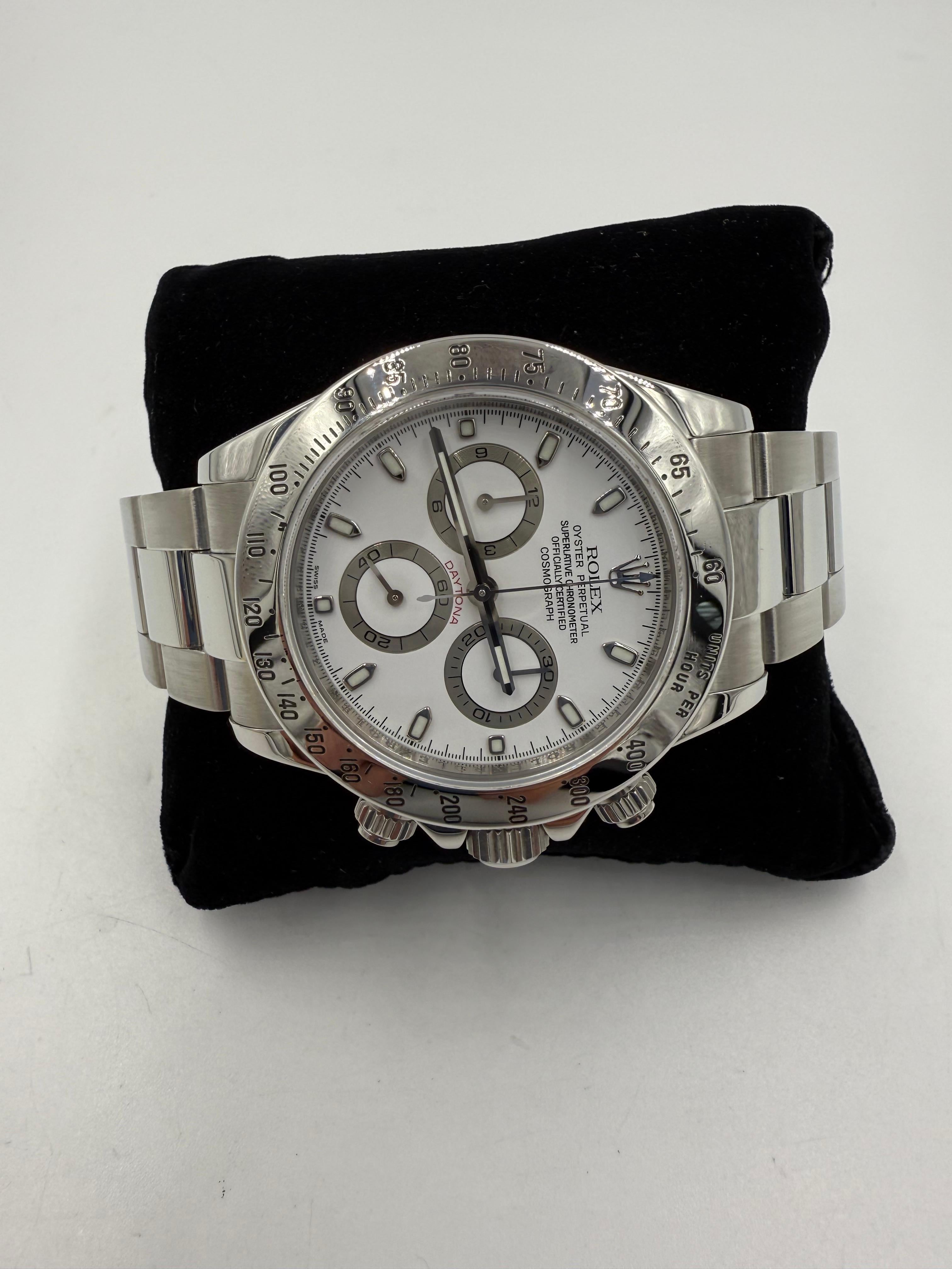 Reloj de pulsera Rolex Daytona de acero inoxidable con esfera blanca 116520 en venta 1