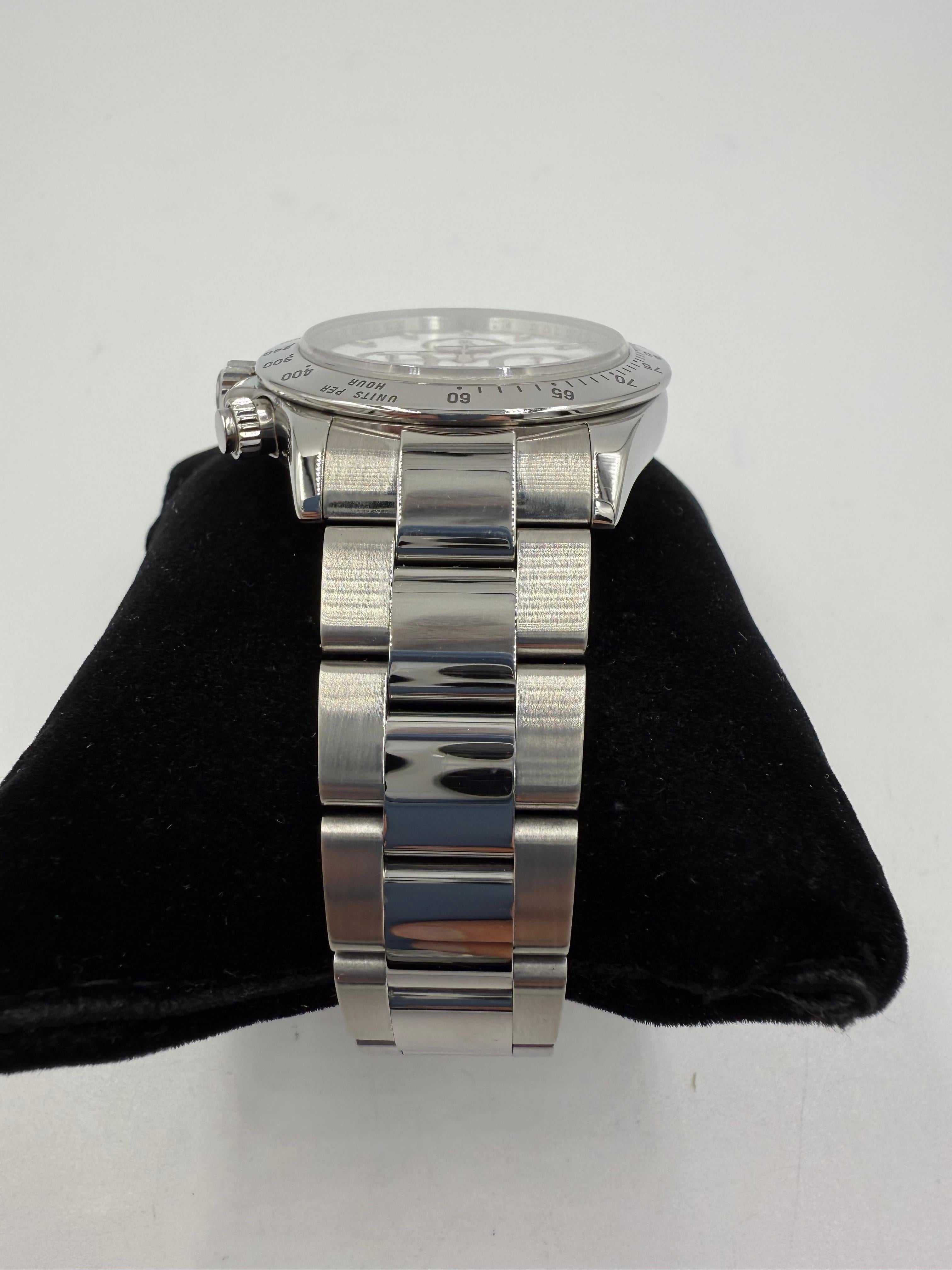 Reloj de pulsera Rolex Daytona de acero inoxidable con esfera blanca 116520 en venta 3