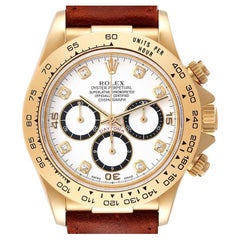 Rolex Daytona White Diamond Dial Yellow Gold Chronograph Mens Watch 16518