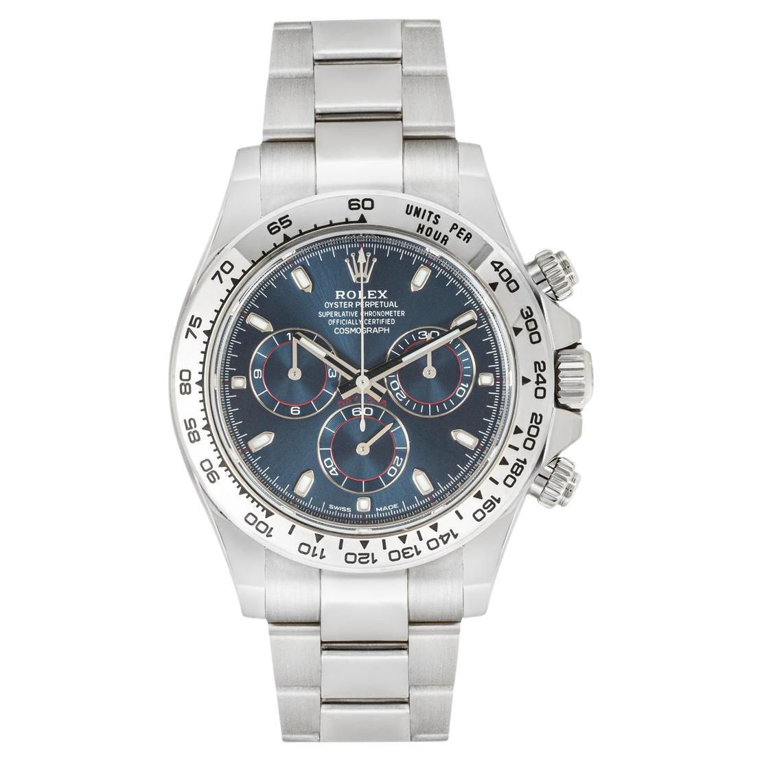 Rolex Daytona Weiß Gold Blau Zifferblatt 116509 im Angebot
