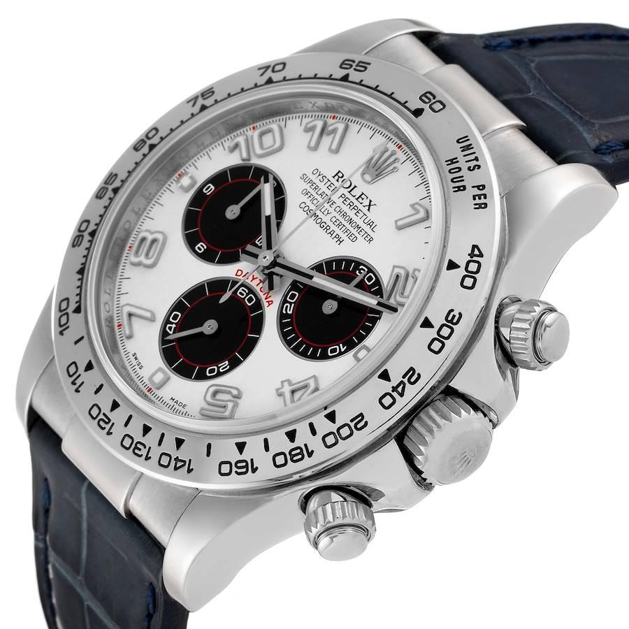 Rolex Daytona Weißgold-Chronograph-Herrenuhr mit blauem Riemen 116519 im Angebot 2