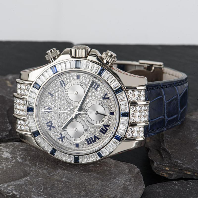 Rolex Daytona, cadran pavé de diamants et saphirs 11659912SA en vente 3