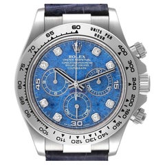 Rolex Daytona White Gold Sodalite Diamond Dial Mens Watch 116519 Box Card