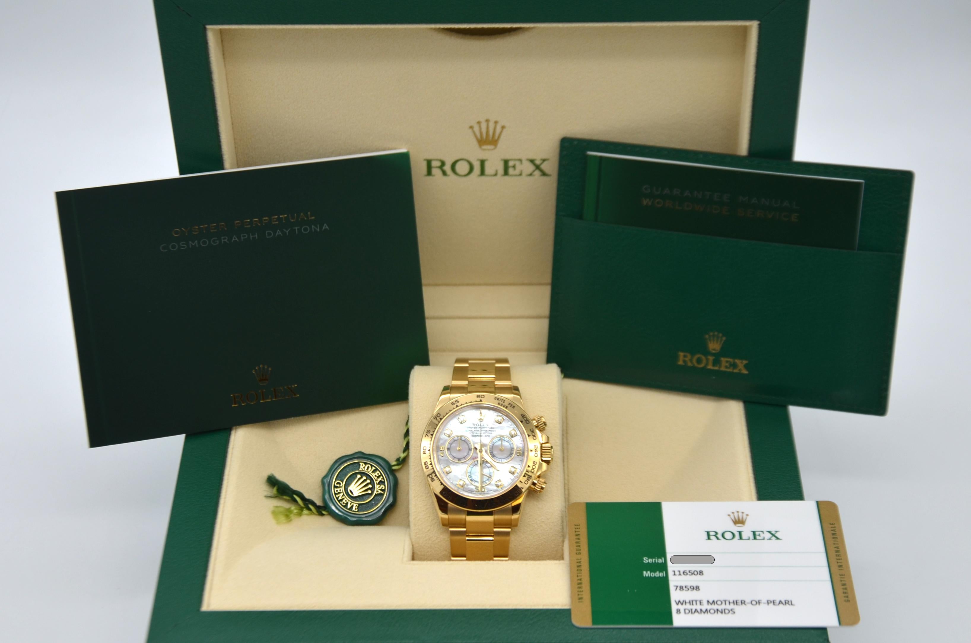 Rolex Daytona, White Mother of Pearl Diamond Dial For Sale 4