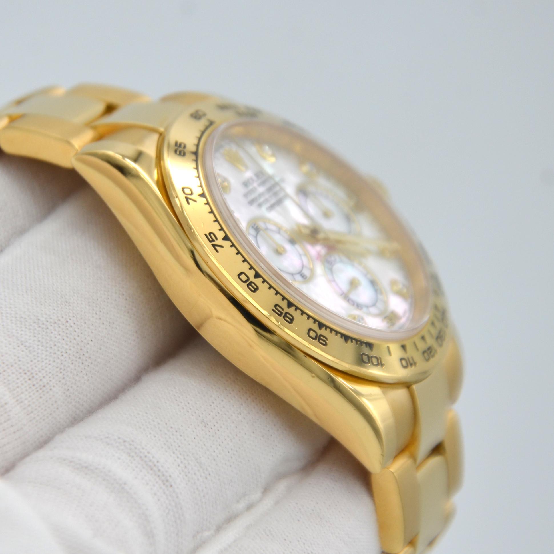 Rolex Daytona, cadran en nacre blanche et diamant Excellent état - En vente à New York, NY