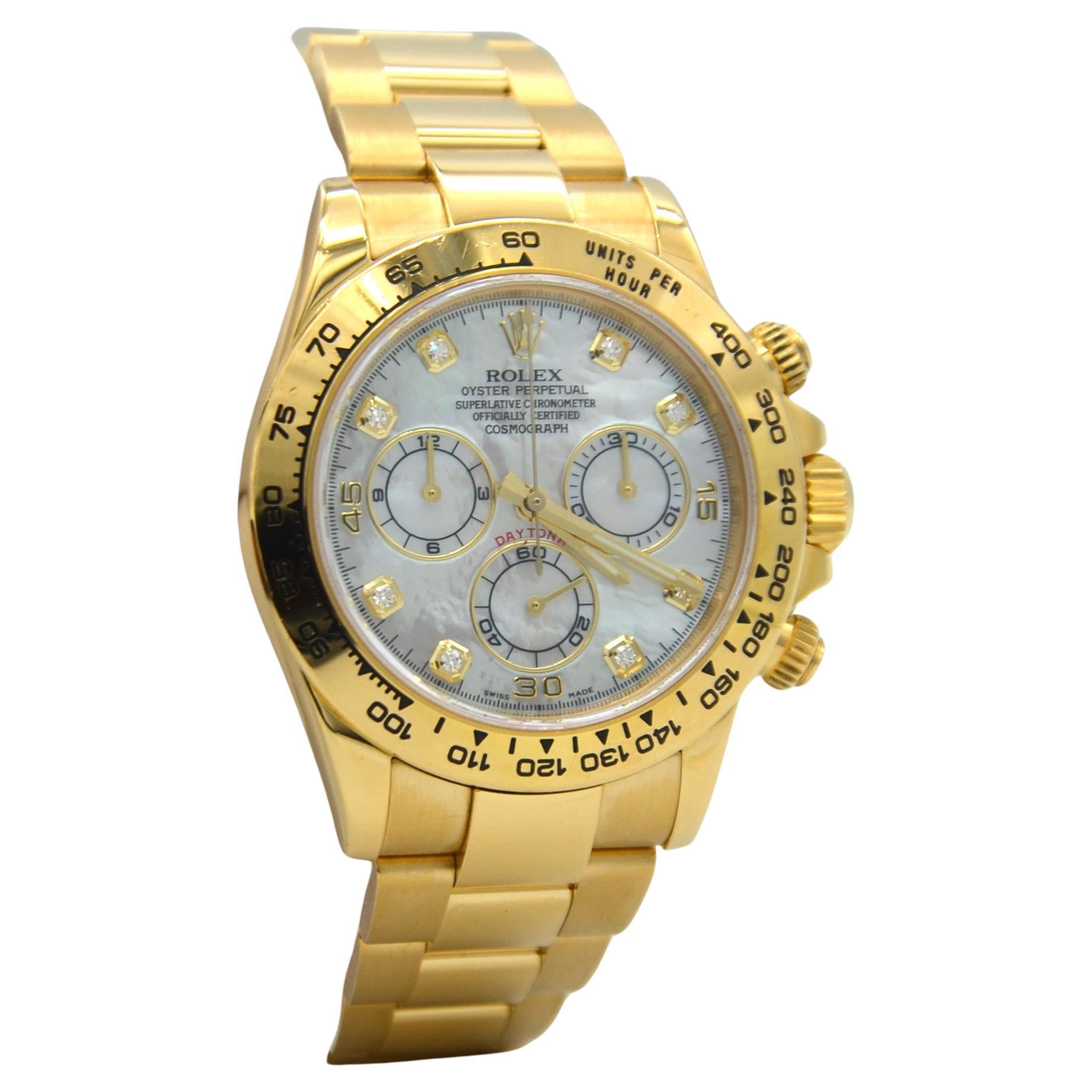 Rolex Daytona, White Mother of Pearl Diamond Dial