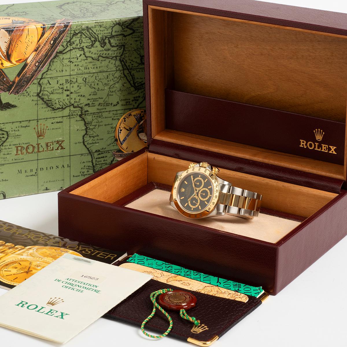 Rolex Daytona con movimento Zenith, ref 16523, raro quadrante mark 2, B&P's, 1989. in vendita 4