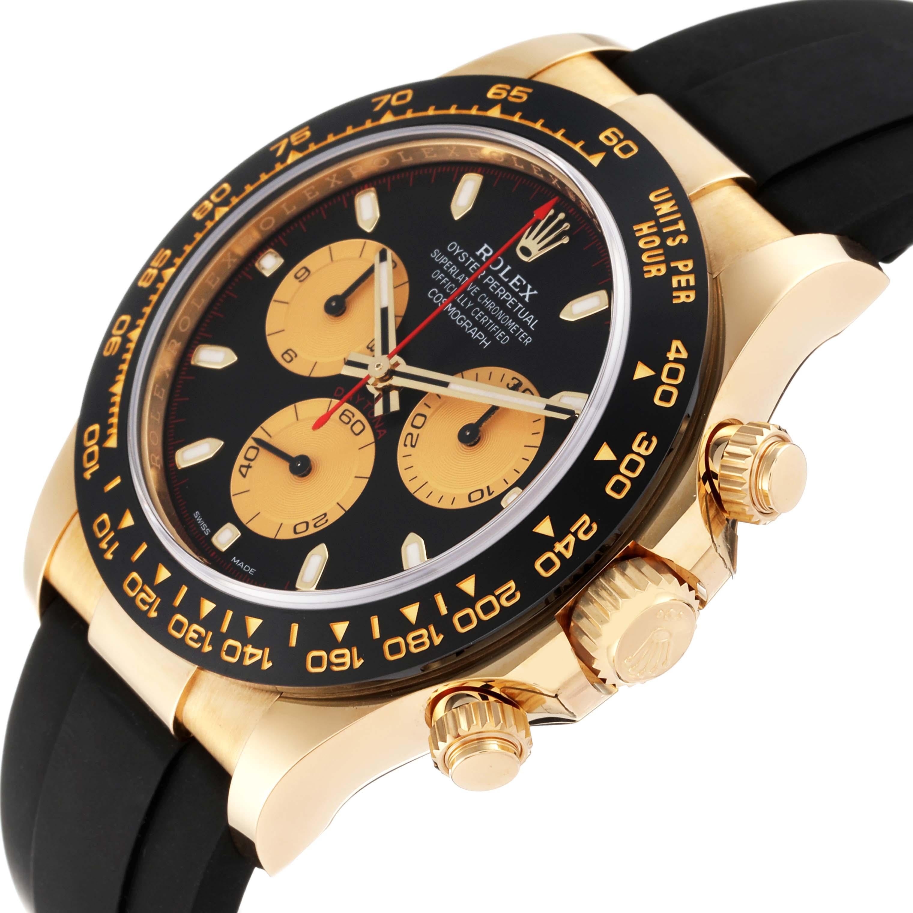 Rolex Daytona Yellow Gold Black Dial Ceramic Bezel Mens Watch 116518 Box Card 1