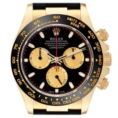 Rolex Daytona Yellow Gold Black Dial Ceramic Bezel Mens Watch 116518 Box Card