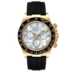 Rolex Daytona Yellow Gold Ceramic Bezel MOP Diamond Dial Watch 116518 Unworn