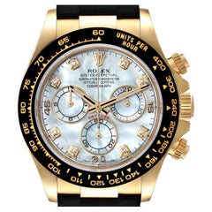 Rolex Daytona Yellow Gold Ceramic Bezel MOP Diamond Dial Watch 116518 Unworn