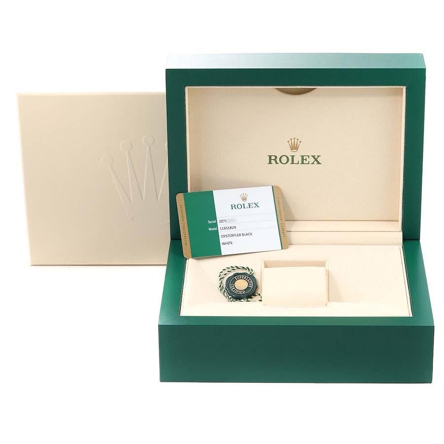 Rolex Daytona Yellow Gold Ceramic Bezel Rubber Strap Watch 116518 Box Card For Sale 4