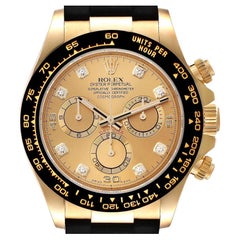 Rolex Daytona Yellow Gold Ceramic Bezel Rubber Strap Watch 116518 Box Card