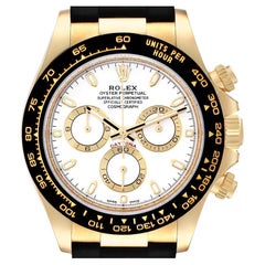 Rolex Daytona Yellow Gold Ceramic Bezel Rubber Strap Watch 116518 Box Card