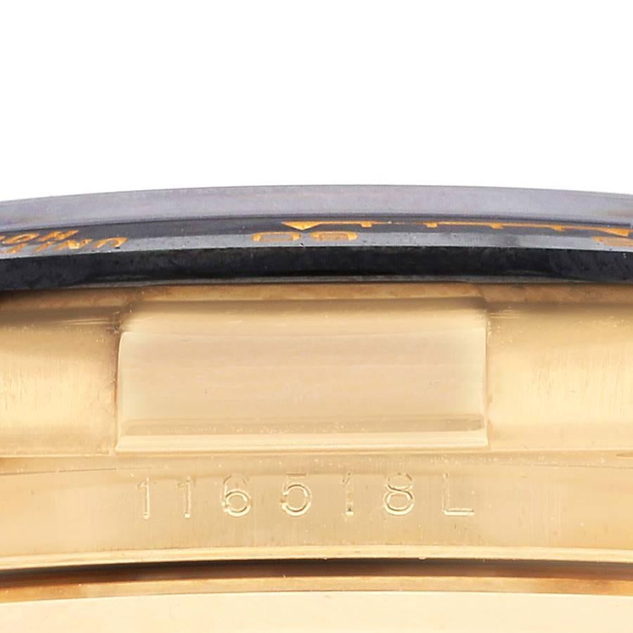 Men's Rolex Daytona Yellow Gold Ceramic Bezel Rubber Strap Watch 116518