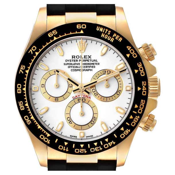Rolex Lettering Yellow Rolex Daytona Yellow Gold Ceramic Bezel Rubber Strap Watch 116518 at ...