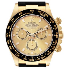 Rolex Daytona Yellow Gold Champagne Dial Ceramic Bezel Mens Watch 116518 Unworn
