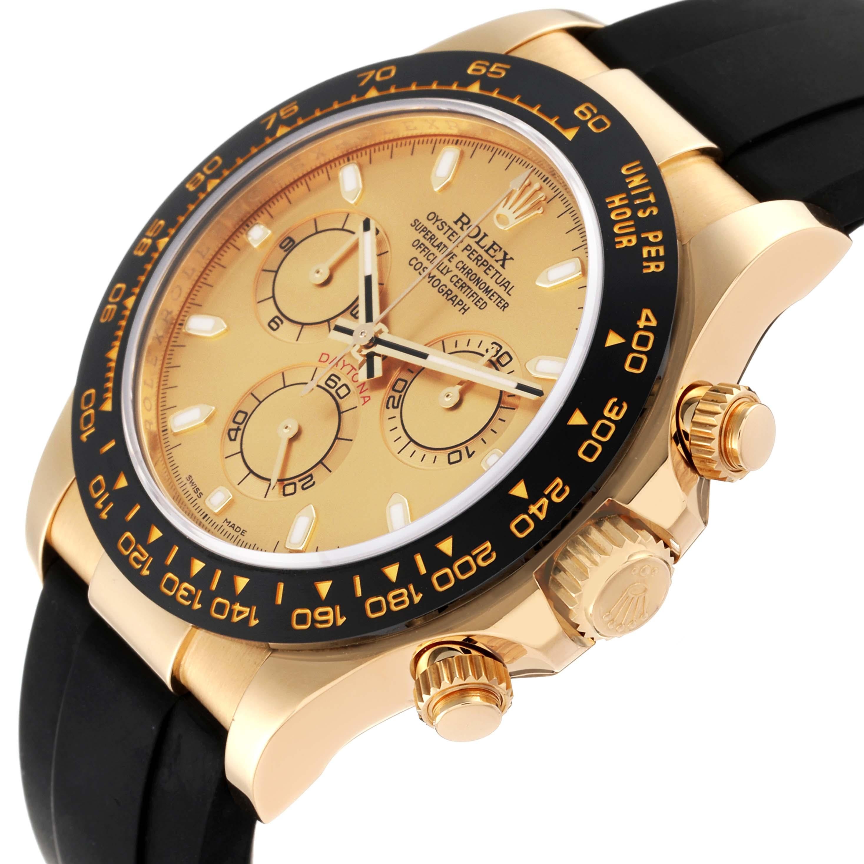 Rolex Daytona Yellow Gold Champagne Dial Mens Watch 116518 Box Card For Sale 1