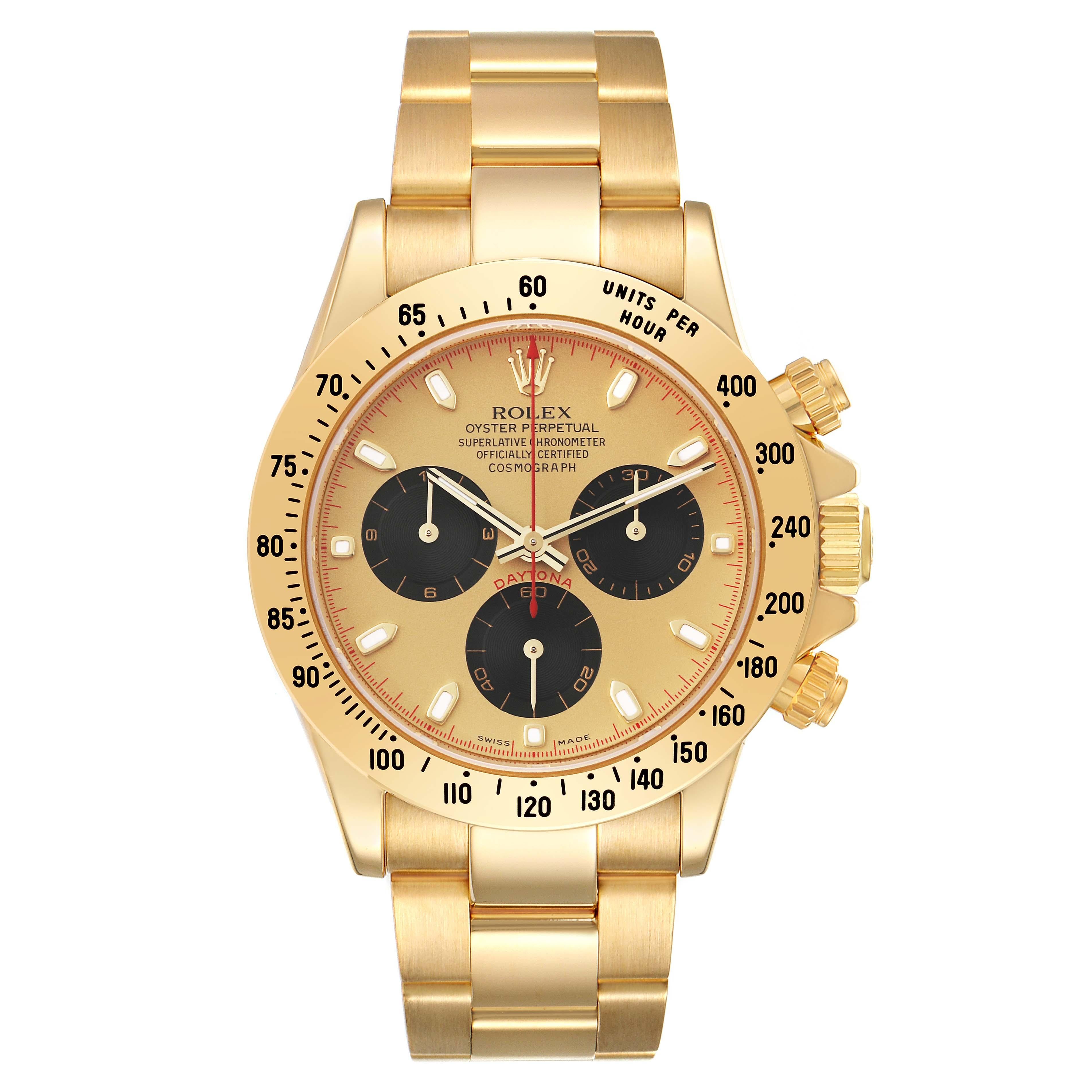 Rolex Daytona Yellow Gold Champagne Dial Mens Watch 116528 Box Papers In Excellent Condition For Sale In Atlanta, GA