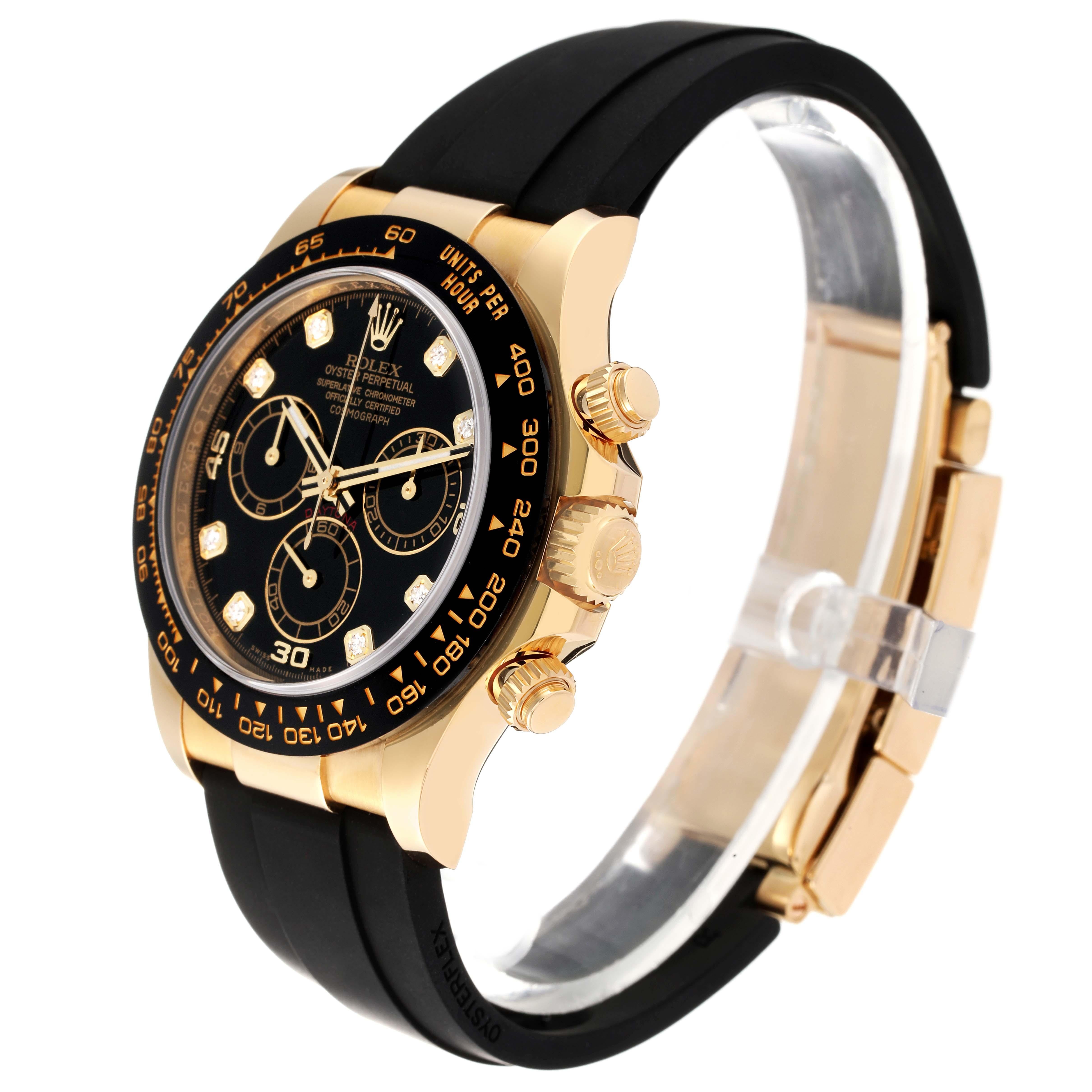Men's Rolex Daytona Yellow Gold Diamond Dial Ceramic Bezel Mens Watch 116518 Box Card