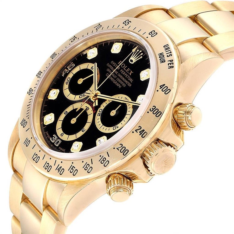Rolex Daytona Yellow Gold Diamond Dial Chronograph Men's Watch 16528 ...
