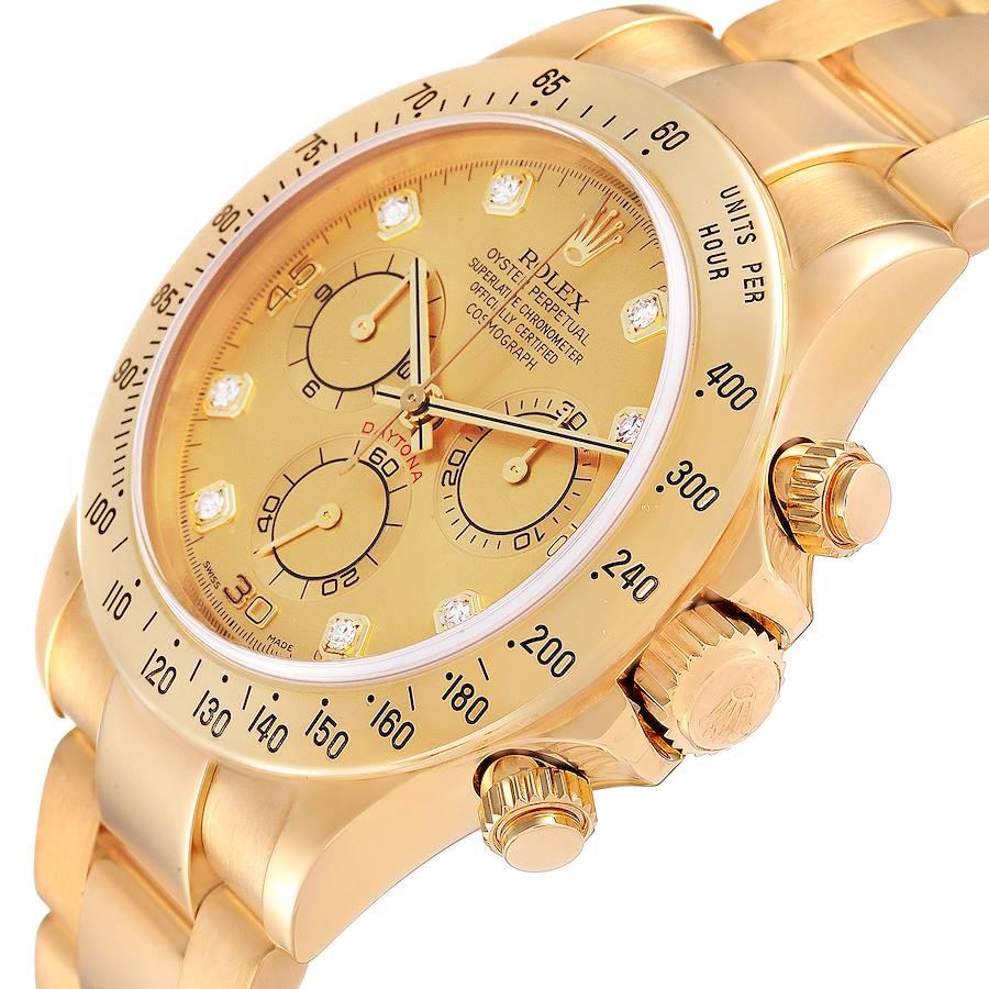 Rolex Daytona Yellow Gold Diamond Dial Mens Watch 116528 Box Papers In Excellent Condition For Sale In Atlanta, GA