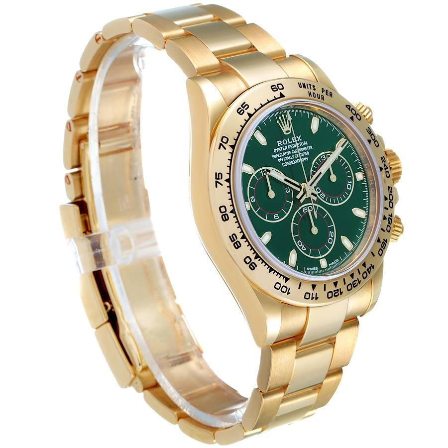 Rolex Daytona Herrenuhr aus Gelbgold mit grünem Zifferblatt 116508 Boxkarte im Zustand „Hervorragend“ im Angebot in Atlanta, GA