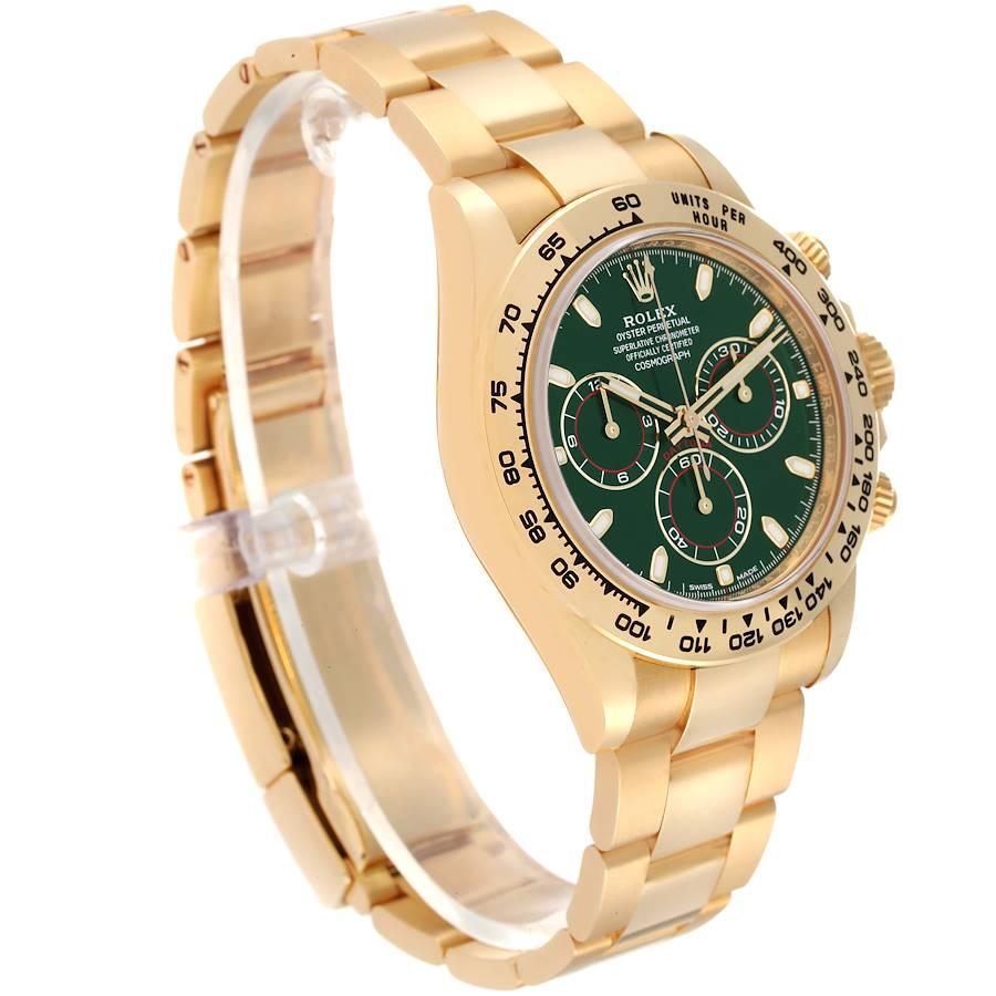 Rolex Daytona Yellow Gold Green Dial Mens Watch 116508 Box Card In Excellent Condition In Atlanta, GA