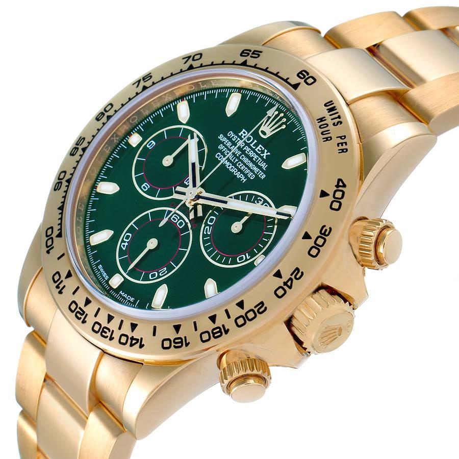 Rolex Daytona Herrenuhr aus Gelbgold mit grünem Zifferblatt 116508 Boxkarte im Angebot 2