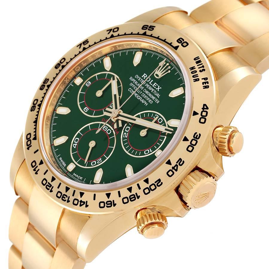 Rolex Daytona Yellow Gold Green Dial Mens Watch 116508 Box Card 1