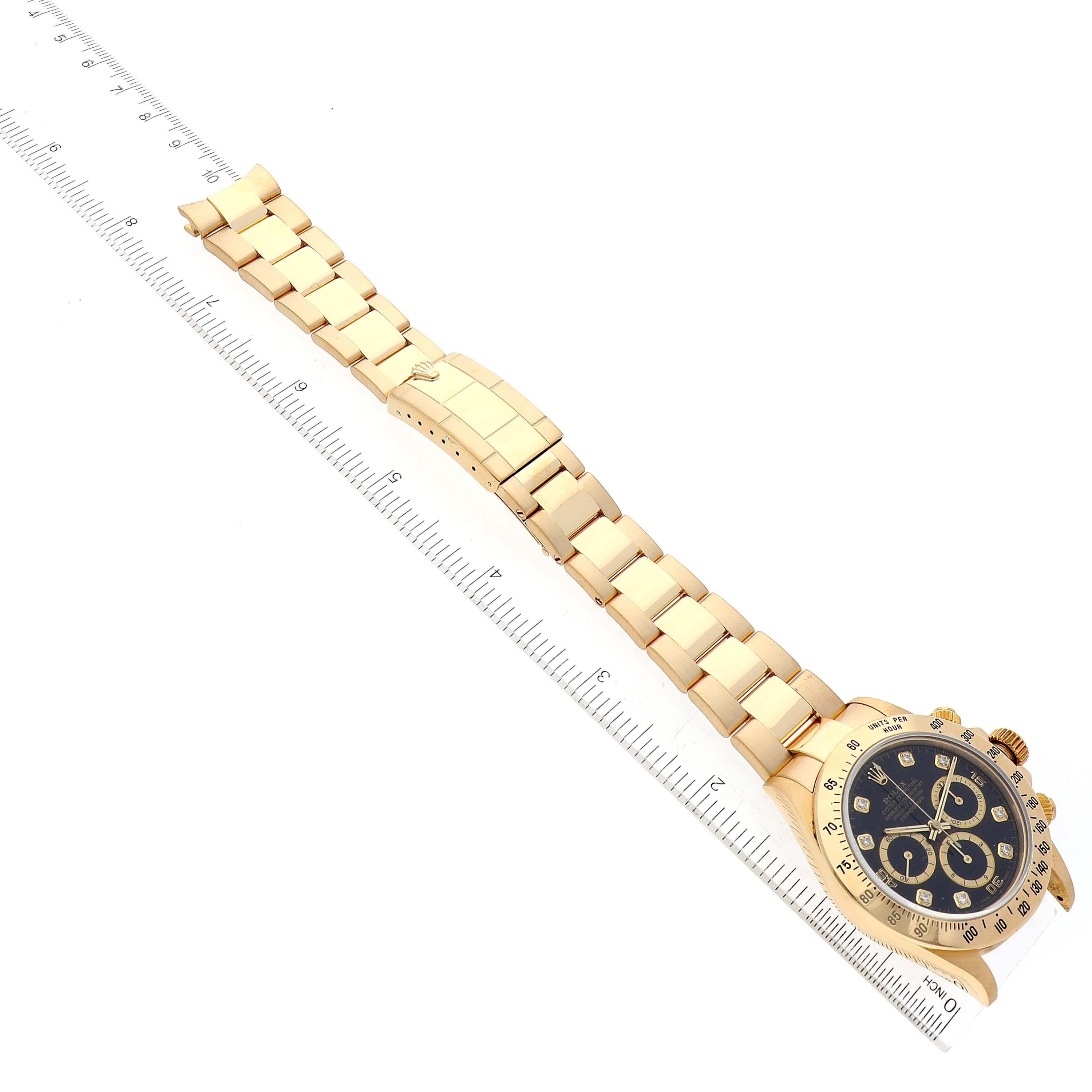 Rolex Daytona Yellow Gold Inverted 6 Diamond Dial Mens Watch 16528 For Sale 7
